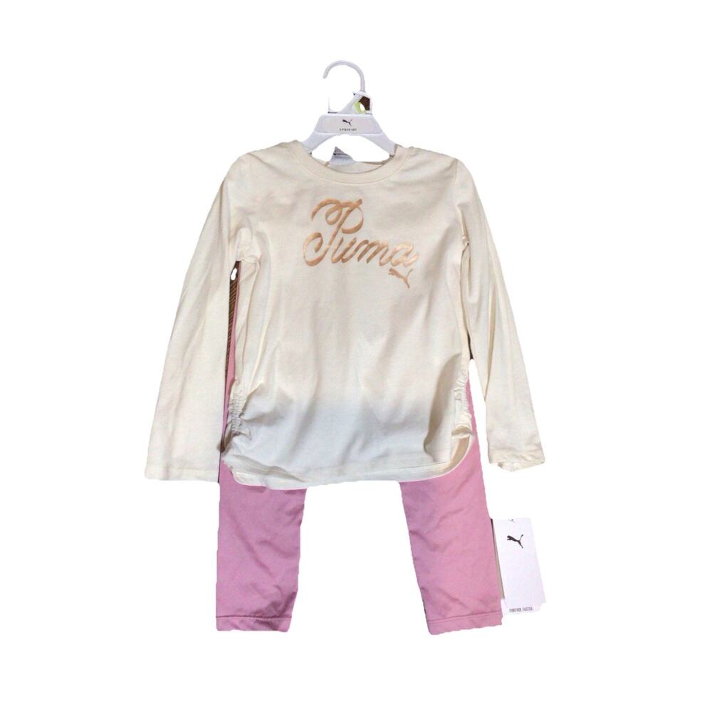 Puma Toddler Girl's 4t 2-piece Active Set Shirt Top and Legging Pink